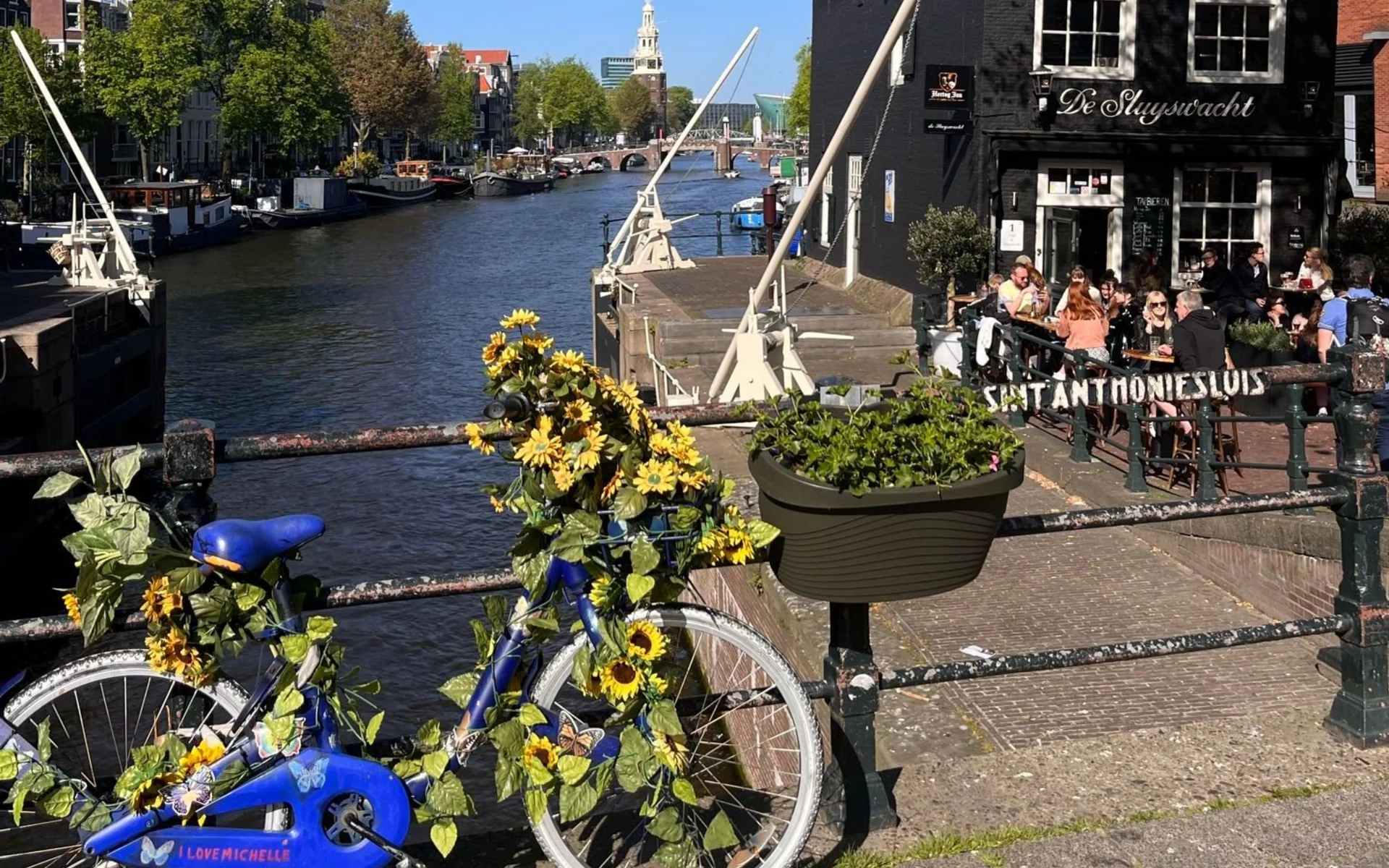 Bicycle beside a canal in Amsterdam