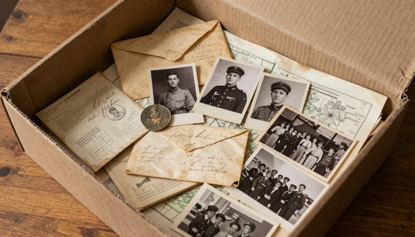 Suitcase with family photographs and documents